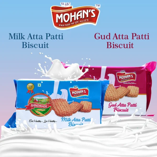 Milk Atta Patti + Gur Atta Patti Biscuits (Pack of 2) 500gm Each - Image 3