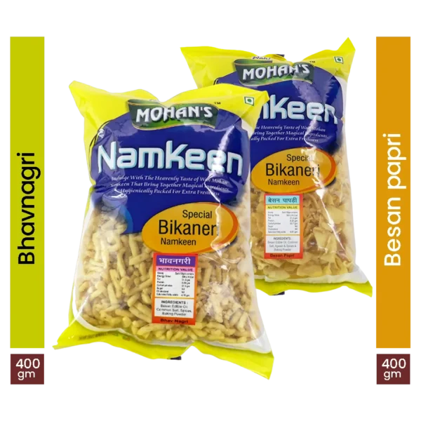 Bhavanagari Plain + Besan Papri (Pack of 2) 400gm Each