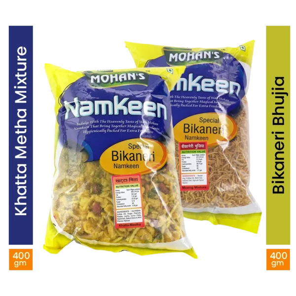 Bikaneri Bhujia + khatta meetha mixture (Pack of 2) 400gm Each