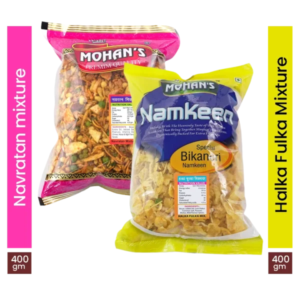 Halka Fulka + Navratan Mixture (Pack of 2) 400gm Each